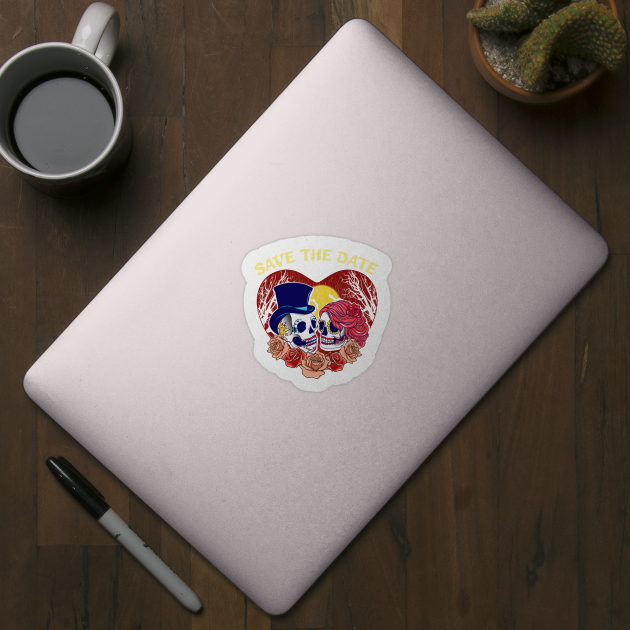 Save the Date Romantic Sugar Skulls Funny Halloween by creative